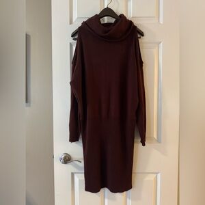 Ripe Burgundy/Brown Cold Shoulder Sweater Dress Size L, ptp 23”